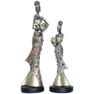 Antique African Lady with Matka (Set of 2)