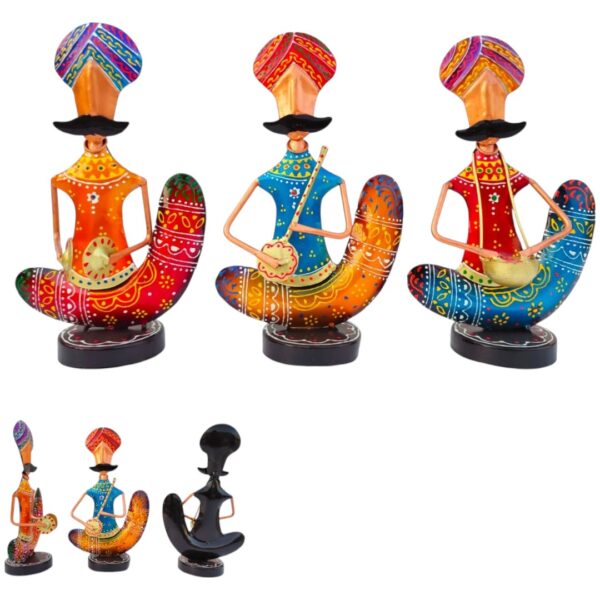 Iron Sitting Goda Musicians (Set of 3)