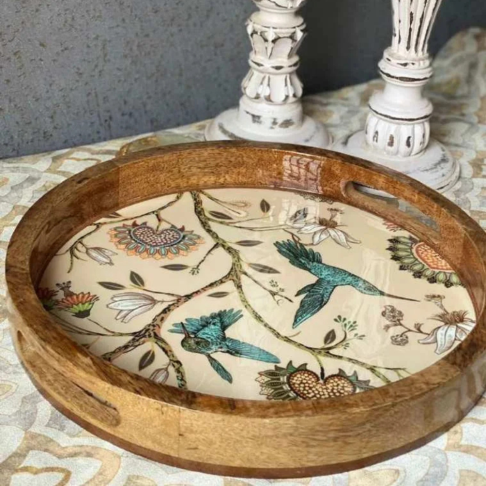 Floral Bird Decorative Tray