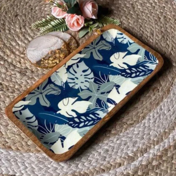 Tropical Blue Wooden Platter.