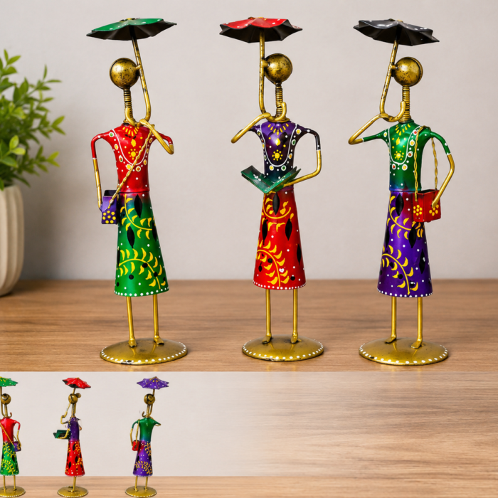 Iron Small Umbrella Lady (Set of 3)