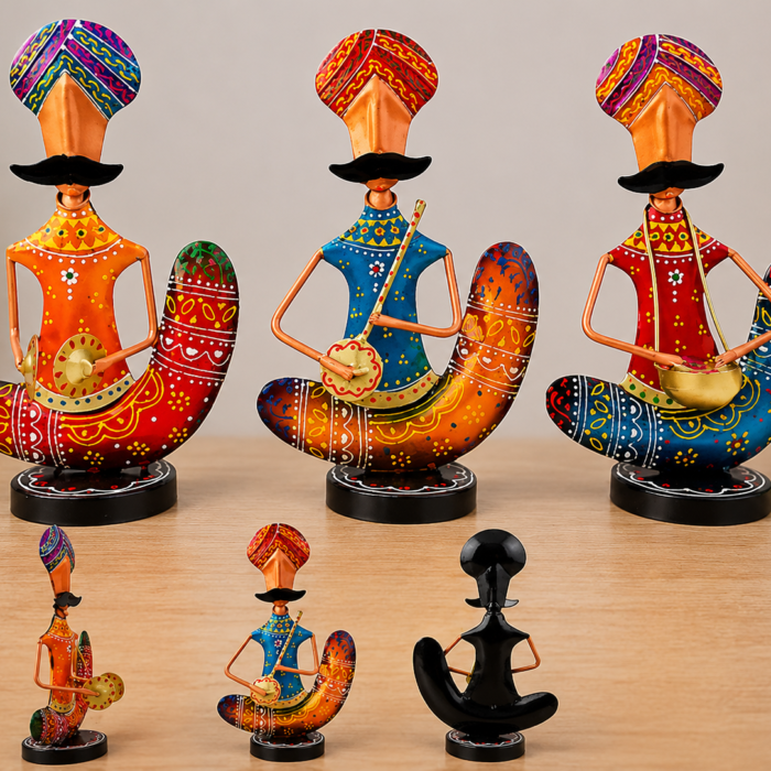 Iron Sitting Goda Musicians (Set of 3)