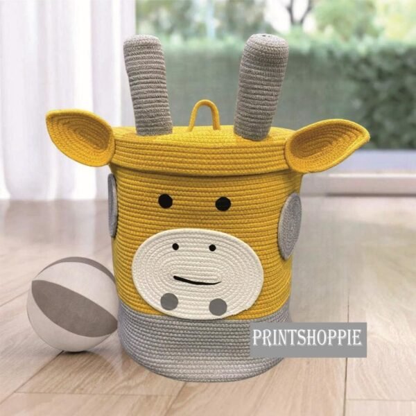 Cute Giraffe Crochet Storage Basket – Kids Toy Organizer Bin