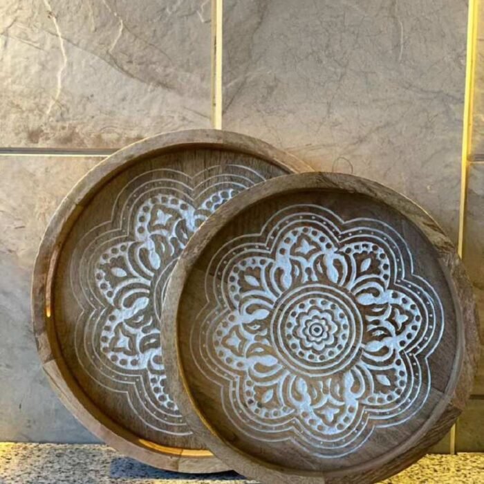 Mandala Wooden Serving Tray Set