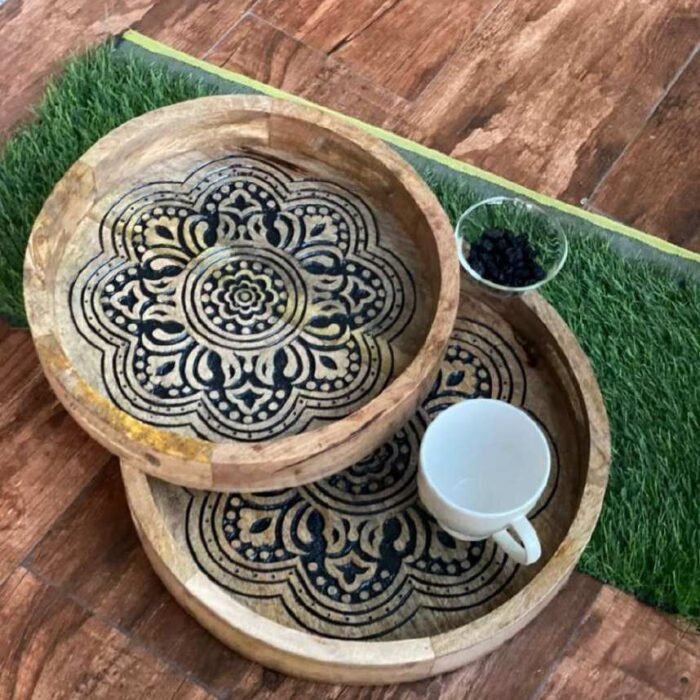 Royal Mandala Wooden Serving Tray Set