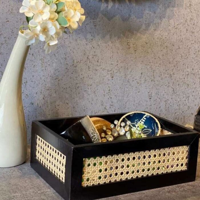Modern Cane Wooden Storage Tray