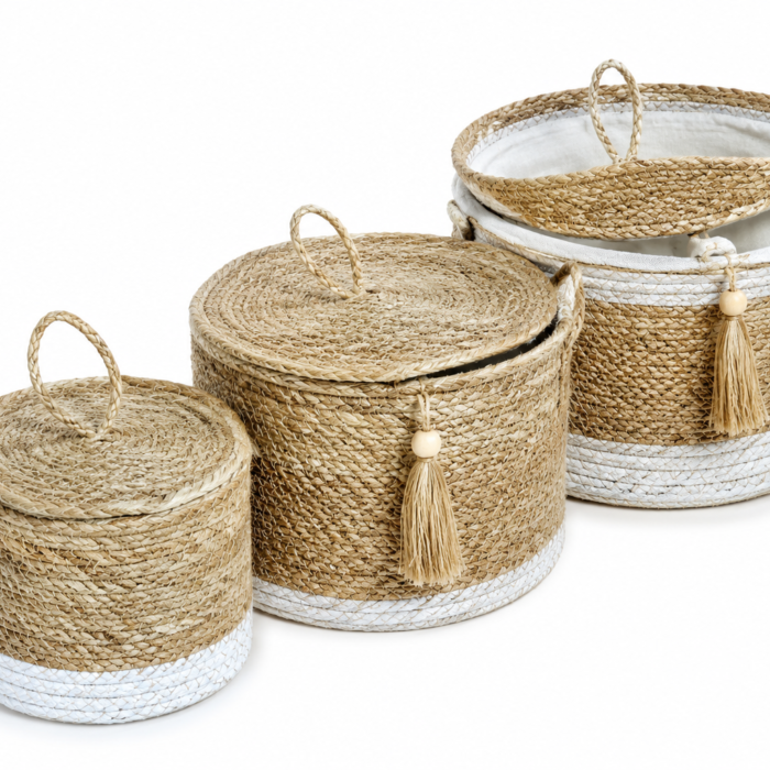 Natural Seagrass Storage Basket Set (Set of 3)