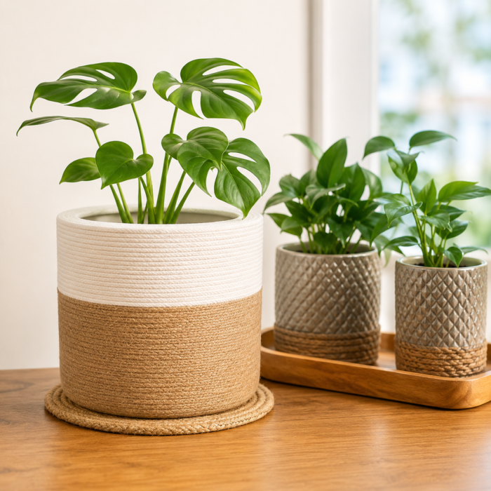 Premium Cotton Rope Planter Basket – Modern Decorative Plant Holder